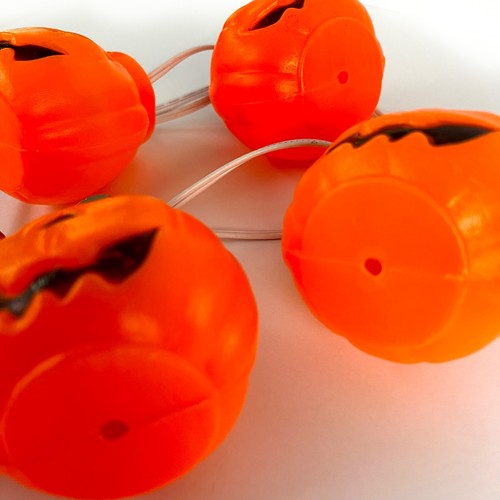 Vintage Halloween Blow Mold Jack O Lantern Pumpkin String Lights - Set of 5 - Picture 5 of 8