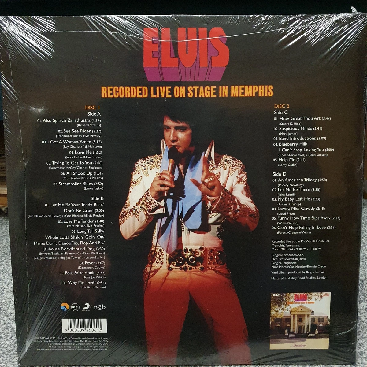 ELVIS PRESLEY "RECORDED LIVE ON STAGE IN MEMPHIS" 2013 FTD VINYL DBL LP. SEALED!