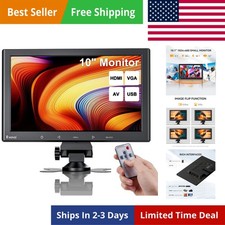 10 Inch Mini Monitor - 1024x600 Small Computer Screen with HDMI Mini-VGA AV U...