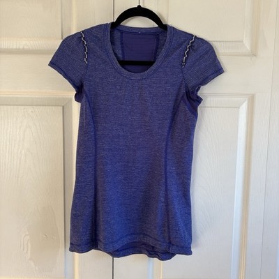 Lululemon Star Runner Top Berry Blue Ruffle Sleeve Tee Shirt S Yoga Pilates Gym