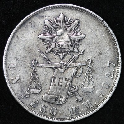 1872 One Peso - Mexico - Silver