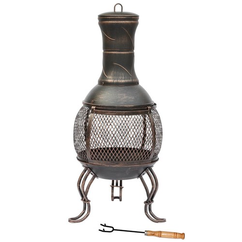 Steel Chiminea Fire Pit Outdoor Garden Patio Heater Burner BBQ By Home Discount - Picture 2 of 8