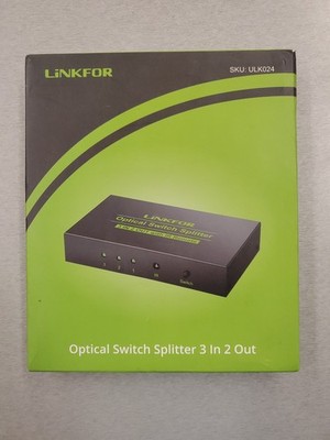 Linkfor Digital Toslink Optical 4X1 Switch with 3Ft Optical Cable and IR Remote