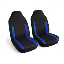 Coppia Coprisedili Auto Universali Sportivi Blu Anteriori Schienali Compatibili