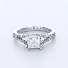 Engagement Ring Under Halo Platinum 2.53 Carat Princess Lab-Grown Diamond E VS2