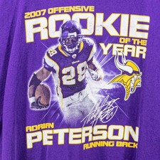 VTG Adrian Peterson 2007 Offensive Rookie Of The Year T-Shirt XXL Reebok NFL Y2K