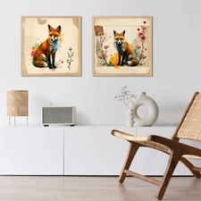 Set 4 Realistic Digital Wall Art Print Fox Home Decor Printable Instant #107