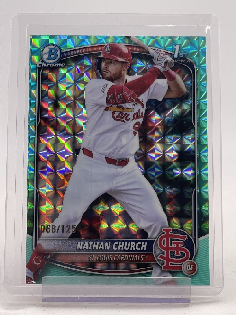 NATHAN CHURCH 2025 BOWMAN CHROME 1ST AQUA GEOMETRIC REFRACTOR /125 Q3735