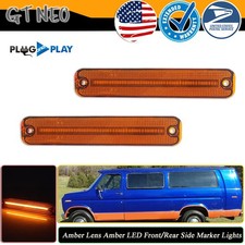 Amber Full Led Front Side Marker Lights Lhrh Set For 75-91 Ford E-250 Econoline