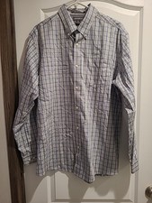 Eddie Bauer Wrinkle Free Relaxed Fit Plaid Button Down Shirt Mens Sz Large