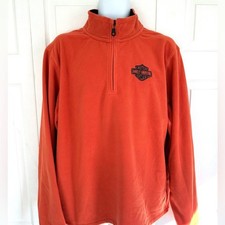 Harley Davidson Motorcycles Fleece Quarter Zip Pullover Sweater Top Shirt Large