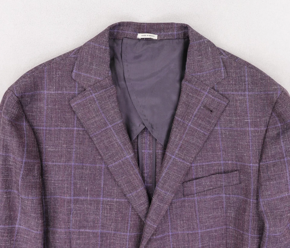 Abrigo deportivo Joseph Abboud Blazer para hombre 46R delgado bayas ventana lana lino seda Foto 3 de 4