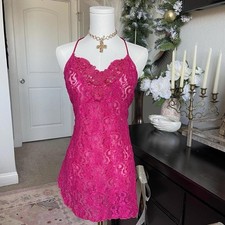 Vintage Pink Lace Chemise Beaded Nightgown Cinema Etoile