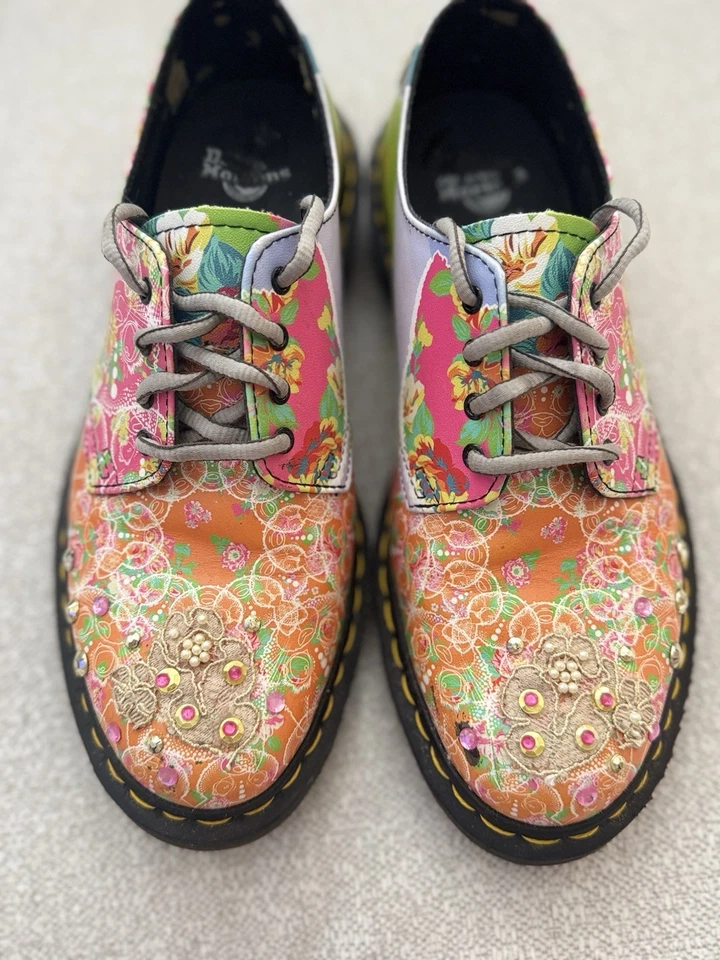 Dr Martens Air Wair Size 39 Smith Daze Multi Colored Floral Lace Up Oxfords - Image 2 of 4