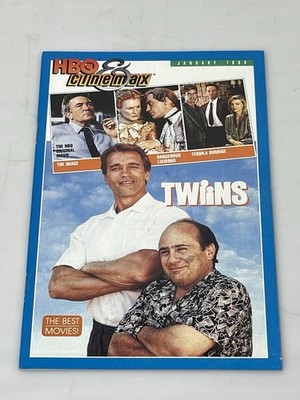 HBO & CINEMAX Home Box office Program Guide (January 1990) *Twins Cover*