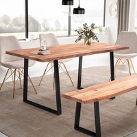 Esszimmertisch FineBuy Akazie Massivholz 140 Cm Esstisch KüChentisch Baumkante
