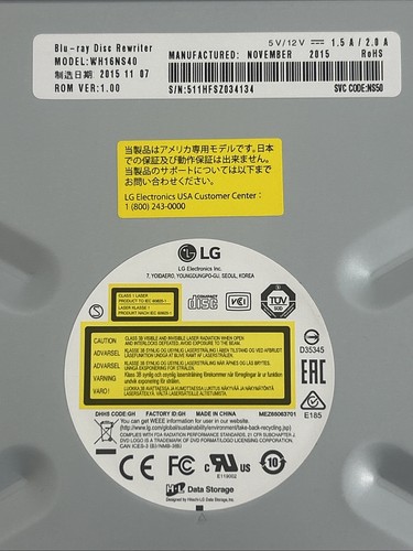 LG WH16NS40 16X Blu-ray/DVD/CD SATA Internal Rewriter Drive M-DISC Mercury Pro - Afbeelding 3 van 6
