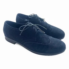 Vtg Giorgio Armani Suede Wingtip Lace Up Dress Shoes 43 US10 Black Made in Italy