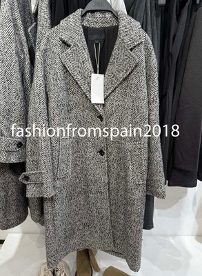 ZARA NEW WOMAN HERRINGBONE COAT BLACK WHITE XS-XXL 4968/223/064 | eBay