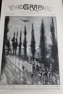 [#1889] OUR ANTI-AIRCRAFT GUN IN ACTION:WINGING A GERMAN AEROPLANE NEAR YPRES