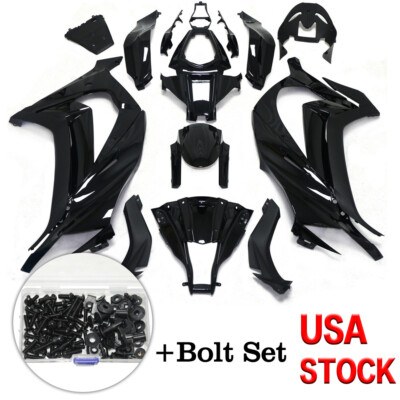 Fairing Kit w/Bolts Set For Kawasaki Ninja ZX10R 2011-2015 Gloss Black Bodywork