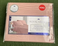 Royal Velvet King Sheet Set 300TC Peach 100% Premium Luxe Cotton Wrinkle Free