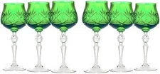 Neman 250ml/8.5oz Handmade 24%-Lead Crystal Lime Wine Glass, Set of 6