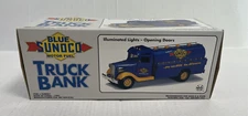 1993 Blue Sunoco Motor Fuel Truck Bank Lights Up, Doors Open Marx Toys