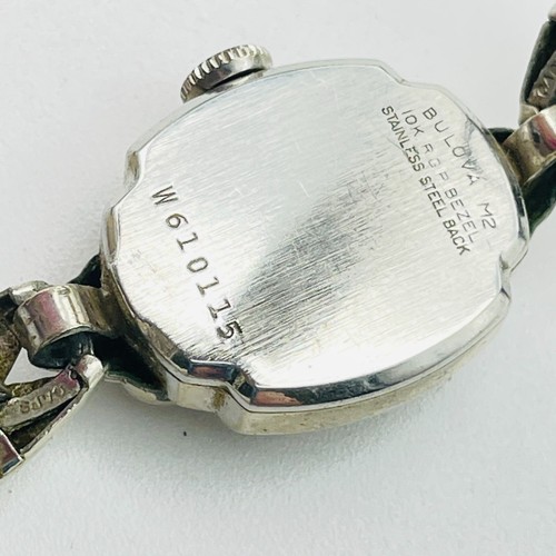 Vintage BULOVA Ladies Watch Manual Wind Safety Chain 10K RGP Silver Tone - Picture 7 of 8