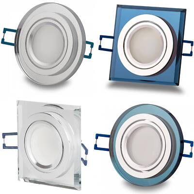 10x LED Einbaustrahler Glas 1-9W Deckenstrahler Einbauleuchte 75-80mm flach Spot