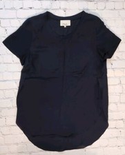 3.1 Phillip Lim Navy Blue Silk Short Sleeve T-Shirt Blouse Tunic Size 4 S