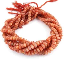 1 Strand Sunstone Faceted Rondelles-Gemstone Beads 9mm-6mm