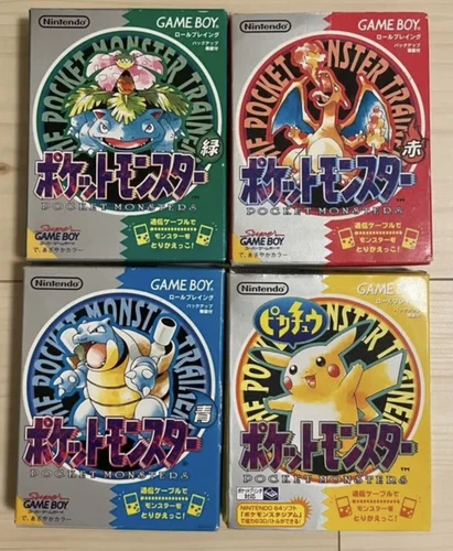 Pokemon Red Green Blue Yellow 4 set Nintendo Pocket Monsters GameBoy GB Japanese