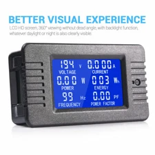 80/260V AC Voltmeter 100A Voltmeter Ammeter Energy Monitor LCD Display Panel Box