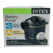 Intex Quick Fill Air Pump Battery Operated Portable Inflates & Deflates Camping