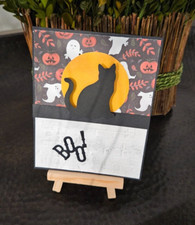 STAMPIN UP CARD KIT - CAT WITH MOON BOO Makes 4 -Set FA.613