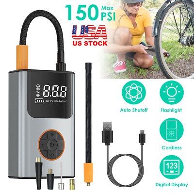 150 PSI Air Compressor Tire Inflator Fits Car Moto Bike Tires Air Pump  Portable