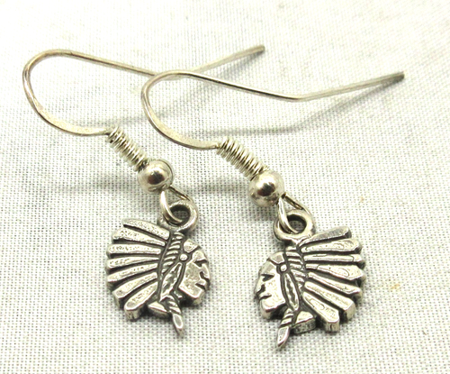 Chief Earrings Navajo Corraine Smith Dangle Sterling Silver #188