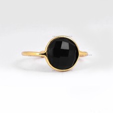 Natural Black Onyx Ring 925 Sterling Silver Handmade Adjustable Ring for Women