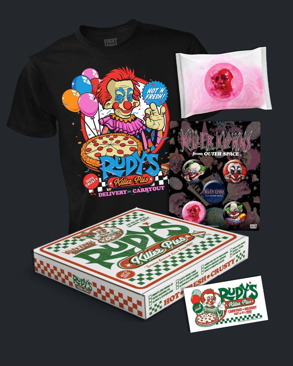 Fright Rags Killer Klowns From Outer Space Pizza Box Set w/Sz XL T