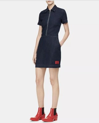 calvin klein denim dress zipper
