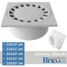 Chiusino Sifonato Pozzetto di Scarico Quadrato con griglia centrale senza telaio