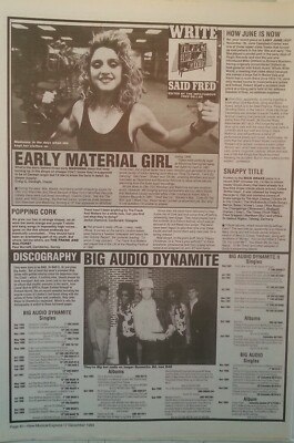 MADONNA ' early releases' BIG AUDIO DYNAMITE  1994 UK Article/Clipping