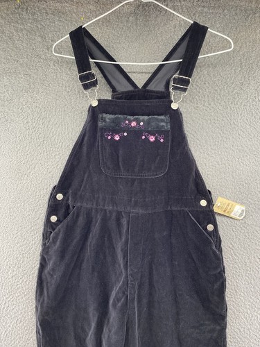 Vintage Y2K Floral Embroidered Velvet Velour Overalls in Size XL 14/16 NEW - Picture 3 of 15