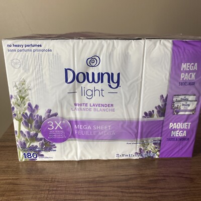 Downy LIGHT White Lavender No Heavy Perfume LAUNDRY Mega Dryer Sheets 180 Sheets