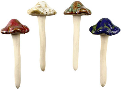 Danmu Garden Decor, 4Pcs (Random Color) Ceramic Mushroom for Garden, Yard, Fairy