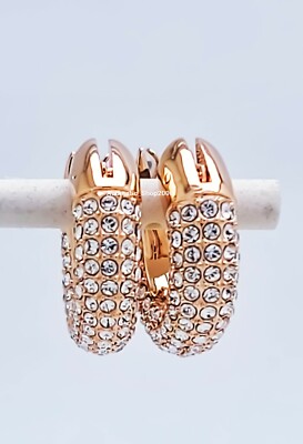 New 100% Authentic SWAROVSKI Rose Gold Pave White Dextera hoop