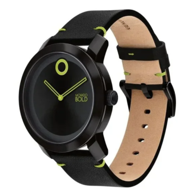 MOVADO BOLD 3601060 IMPULSE BLACK/GREEN DIAL BLACK LEATHER STRAP