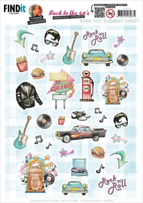 FIND IT TRADING - PUSH OUT ELEMENT SHEET - BACK TO THE 50S - SMALL ELEMENTS B
