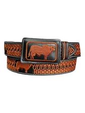 Cinto Vaquero Bordado Con Toro piteado western Style Embroidered belt Bull